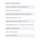 2 Pk Radiance LPC 0140 LED Downlight 3000 8W 570-680lm Dimmable  - Prism One