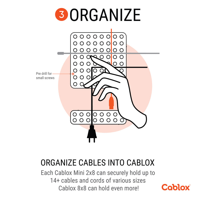 Cablox 8x8 2 Pack Bundle Premium Cable Management Adhesive Cord Organizer Universal Cable Fit  - Prism One