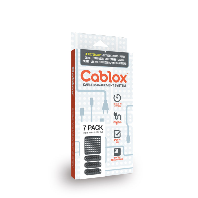 Cablox 7 Pack Bundle Premium Cable Management Adhesive Cord Organizer Universal Cable Fit  - Prism One